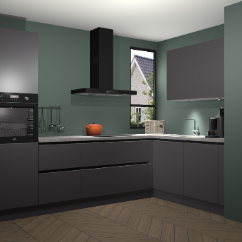 Onyxgrijze greeploze keuken Vlaanderen 47077