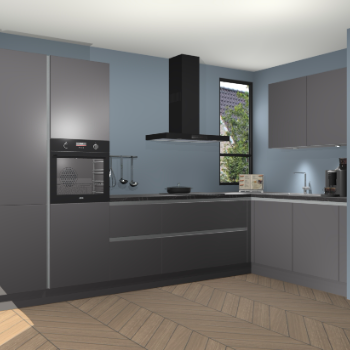 Onyxgrijze greeploze keuken Vlaanderen 47092