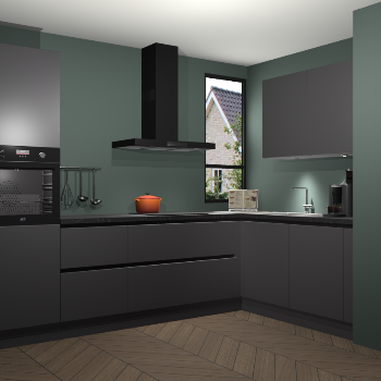 Onyxgrijze greeploze keuken Vlaanderen 47095