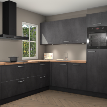 Beton zwarte keuken Leeds 87311