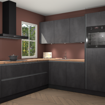 Beton zwarte greeploze keuken Leeds 87313