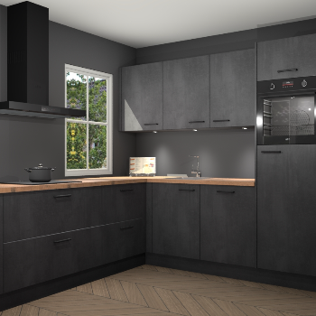 Beton zwarte keuken Leeds 87314