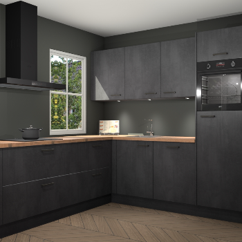 Beton zwarte keuken Leeds 87315