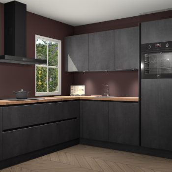 Beton zwarte greeploze keuken Leeds 87316