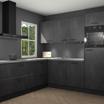 Beton zwarte keuken Leeds 87327