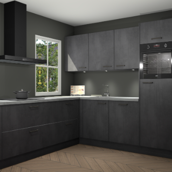 Beton zwarte keuken Leeds 87328