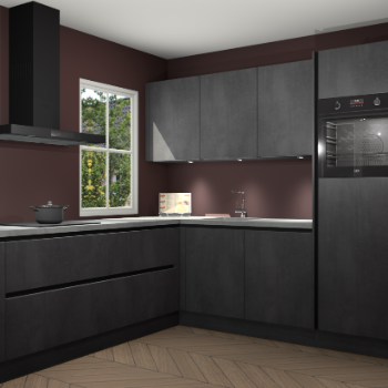 Beton zwarte greeploze keuken Leeds 87329