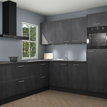 Beton zwarte keuken Leeds 87331