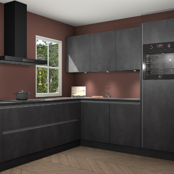 Beton zwarte greeploze keuken Leeds 87332