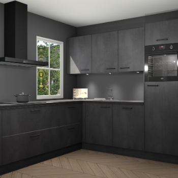 Beton zwarte keuken Leeds 87333