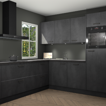 Beton zwarte keuken Leeds 87334