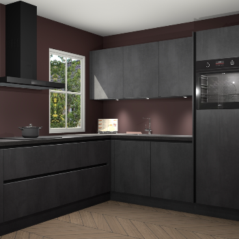 Beton zwarte greeploze keuken Leeds 87335