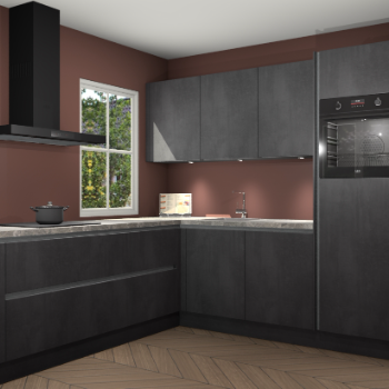 Beton zwarte greeploze keuken Leeds 87353