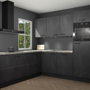 Beton zwarte keuken Leeds 87354