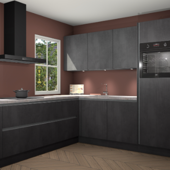 Beton zwarte greeploze keuken Leeds 87359