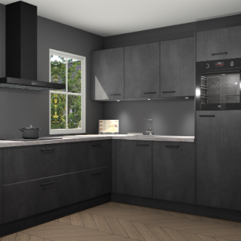 Beton zwarte keuken Leeds 87360