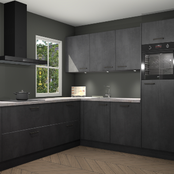 Beton zwarte keuken Leeds 87361