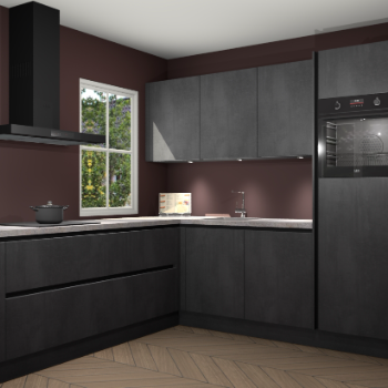 Beton zwarte greeploze keuken Leeds 87362