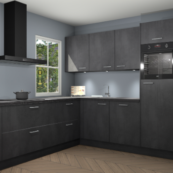 Beton zwarte keuken Leeds 87364