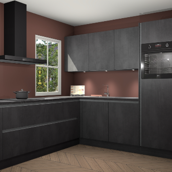 Beton zwarte greeploze keuken Leeds 87365