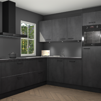 Beton zwarte keuken Leeds 87366