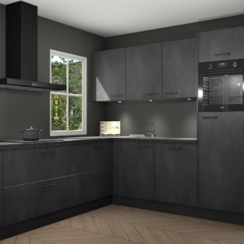 Beton zwarte keuken Leeds 87367