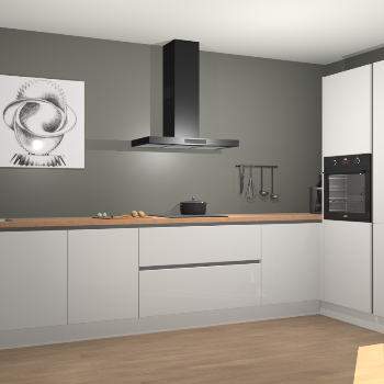 Zijdegrijze hoogglans greeploze keuken Khao Lak 74076