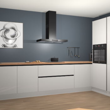 Zijdegrijze hoogglans greeploze keuken Khao Lak 74079