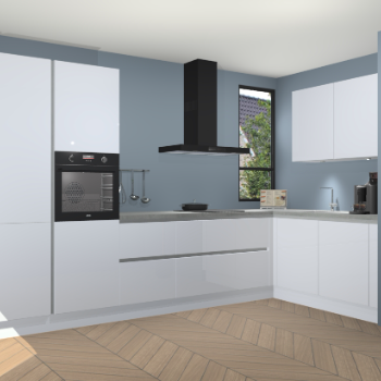 Sneeuwwitte hoogglans greeploze keuken Vlaanderen 47865