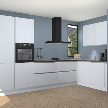 Sneeuwwitte hoogglans greeploze keuken Vlaanderen 47871
