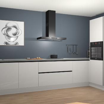 Zijdegrijze hoogglans greeploze keuken Khao Lak 74093