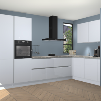 Sneeuwwitte hoogglans greeploze keuken Vlaanderen 47884