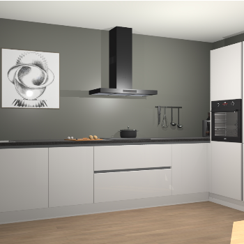 Zijdegrijze hoogglans greeploze keuken Khao Lak 74096