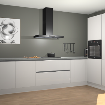 Zijdegrijze hoogglans greeploze keuken Khao Lak 74090