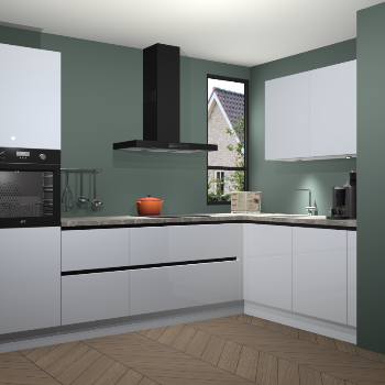 Sneeuwwitte hoogglans greeploze keuken Vlaanderen 47887