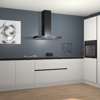 Zijdegrijze hoogglans greeploze keuken Khao Lak 74099