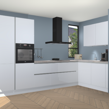 Sneeuwwitte hoogglans greeploze keuken Vlaanderen 47908