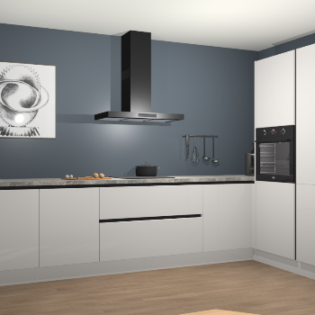 Zijdegrijze hoogglans greeploze keuken Khao Lak 74105