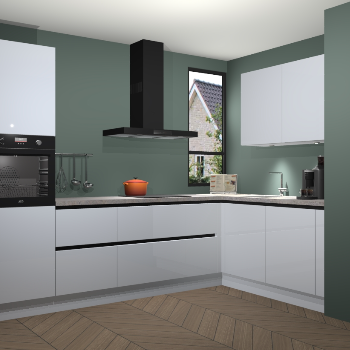Sneeuwwitte hoogglans greeploze keuken Vlaanderen 47911