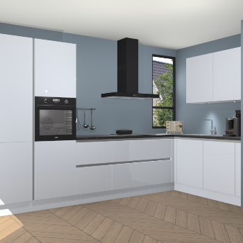 Sneeuwwitte hoogglans greeploze keuken Vlaanderen 47914