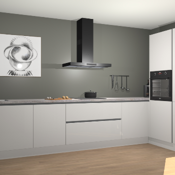 Zijdegrijze hoogglans greeploze keuken Khao Lak 74108