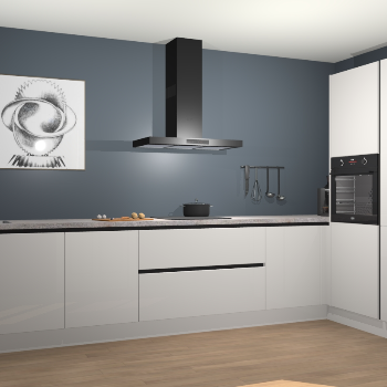 Zijdegrijze hoogglans greeploze keuken Khao Lak 74111