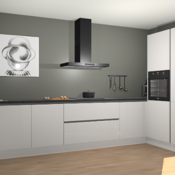 Zijdegrijze hoogglans greeploze keuken Khao Lak 74114