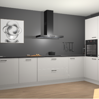 Zijdegrijze hoogglans keuken Khao Lak 74116