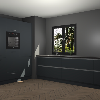 Onyxgrijze greeploze keuken Taipei 89697