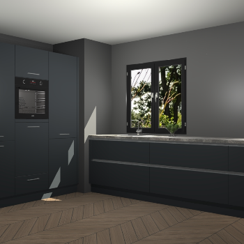 Onyxgrijze greeploze keuken Taipei 89703