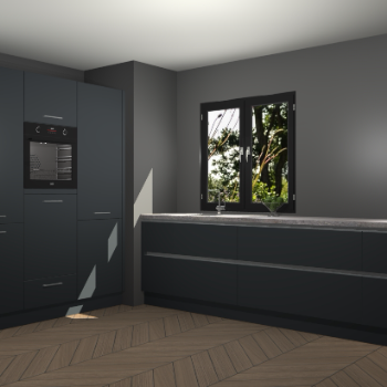 Onyxgrijze greeploze keuken Taipei 89709