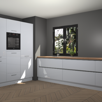 Sneeuwwitte hoogglans greeploze keuken Taipei 89364
