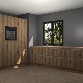 Goud Eiken greeploze keuken Taipei 89605