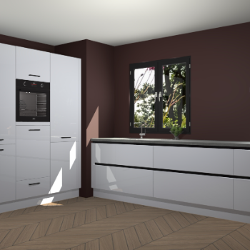 Sneeuwwitte hoogglans greeploze keuken Taipei 89413